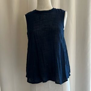 Enza Costa Navy Textured Sleeveless Tank Top
